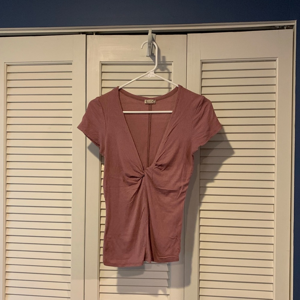 Dusty rose twist front Free People top in XS